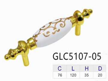 Bathroom Furniture Ceramic Handles And Knobs Flower Pattern Decoration 76mm porcelain  Pull